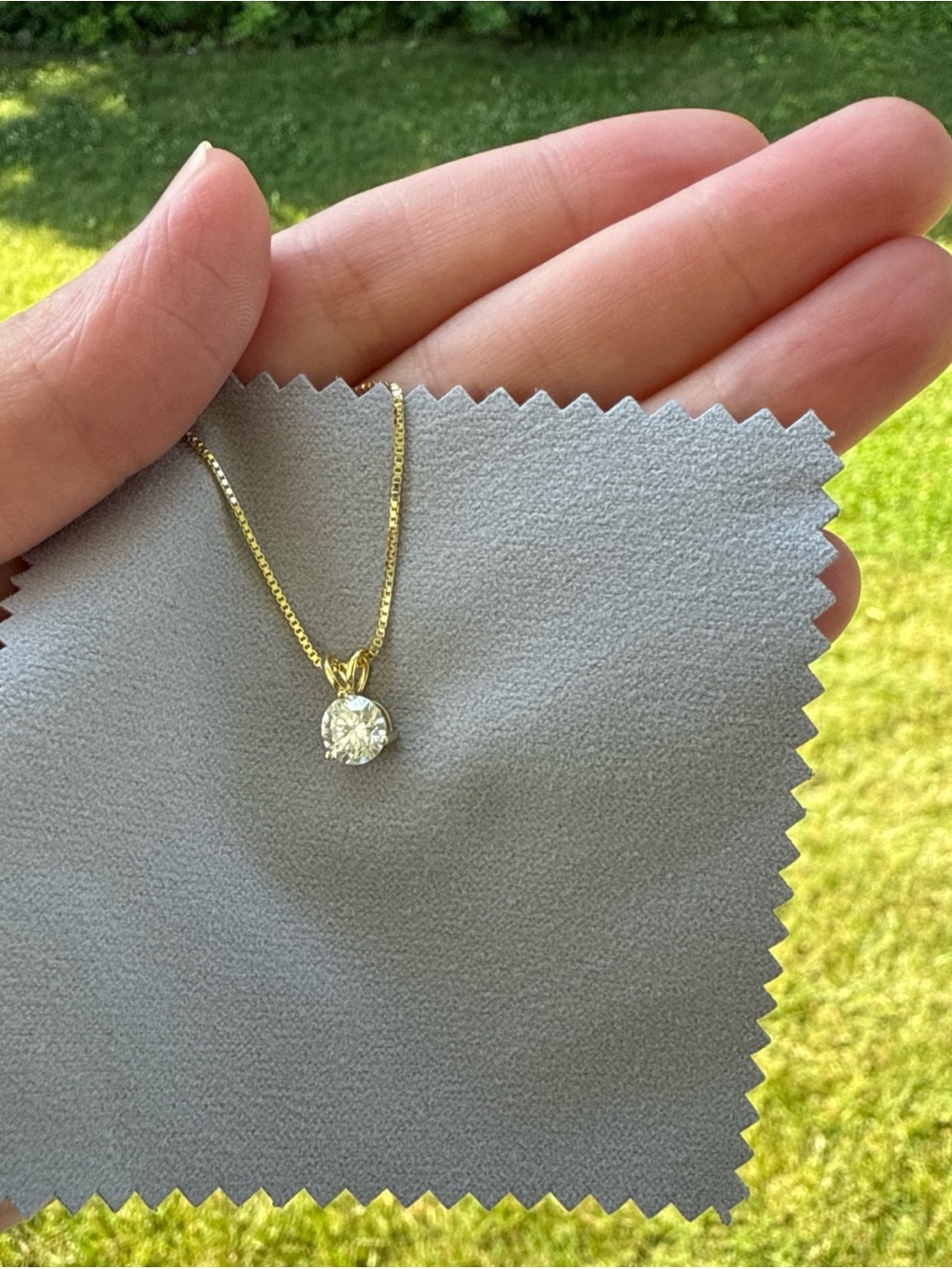 Classic Gold Solitaire Pendant Necklace - Gold Clear